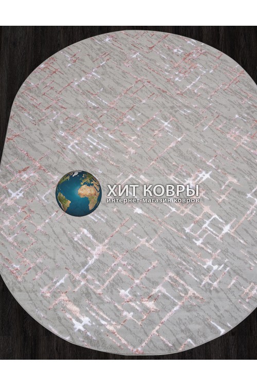 Российский ковер Liman 164 Серый-розовый овал